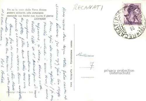 AK / Ansichtskarte Recanati Macerata Marche IT Chiostro del Convento degli Agostiani e Torre del Passero Solitario