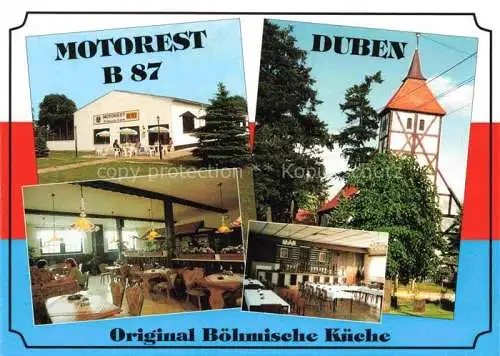 AK / Ansichtskarte Duben Motorest B 87 Gastraum Saal Turm