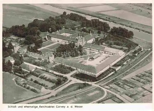 AK / Ansichtskarte Corvey Hoexter Weser Schloss und ehem Reichsabtei Corvey Fliegeraufnahme