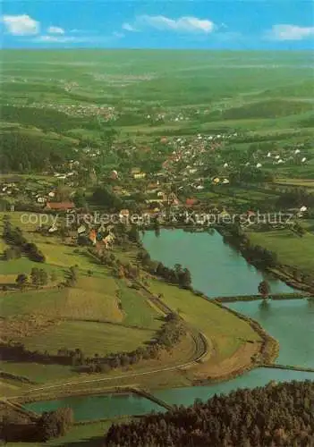 AK / Ansichtskarte Oberaurach Hassberge Bayern Seenlandschaft bei Tretzendorf Fliegeraufnahme