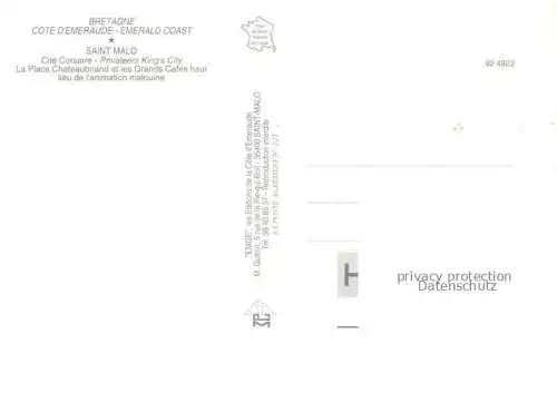 AK / Ansichtskarte SAINT MALO_ST MALO_35 La Place Chateaubriand et les Grands Cafes haut lieu de l animation malouine 