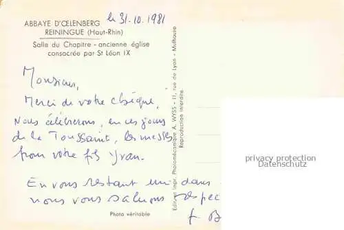 AK / Ansichtskarte Reiningue_Reiningen_68_Haut Rhin Abbaye d Oelenberg  