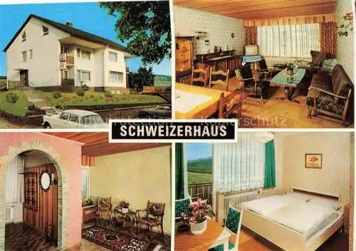 AK / Ansichtskarte Bad Salzschlirf Fulda Hessen Schweizerhaus Gasthof Pension Gastraeume Zimmer