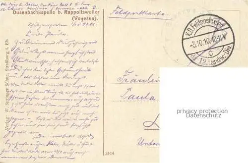AK / Ansichtskarte Rappoltsweiler_Elsass_Ribeauville_68_Haut Rhin Dusenbachkapelle 