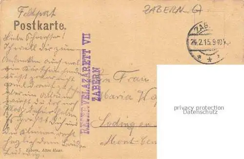 AK / Ansichtskarte Zabern_Saverne_Alsace_67_Bas Rhin Reservelazarett 