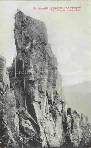 AK / Ansichtskarte La_Schlucht_1150m_Gerardmer_88_Vosges Ersteigung des Kruppenfels 