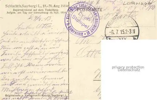 AK / Ansichtskarte Saarburg_Lothringen_Sarrebourg_57_Moselle Bayerndenkmal auf dem Tinkelberg 