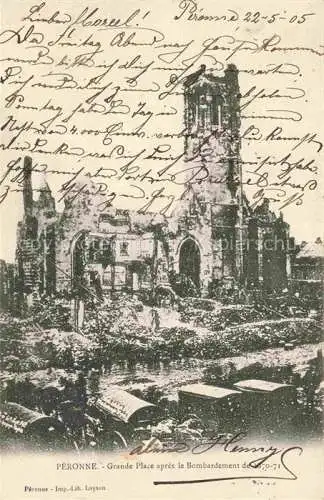 AK / Ansichtskarte Peronne__80_Somme Grande Place apres le Bombardement de 1870 71 