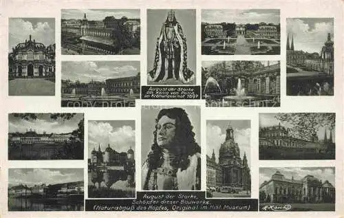 AK / Ansichtskarte DRESDEN Elbe Beruehmte Bauwerke der Stadt erbaut von August dem Starken