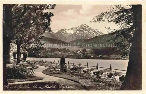 AK / Ansichtskarte Tegernsee Bayern Panorama Strandcafe Conditorei Machet