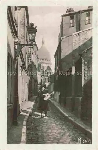 AK / Ansichtskarte Montmartre_Paris_75 La Rue Saint Rustiqua Le Sacre Coeur 