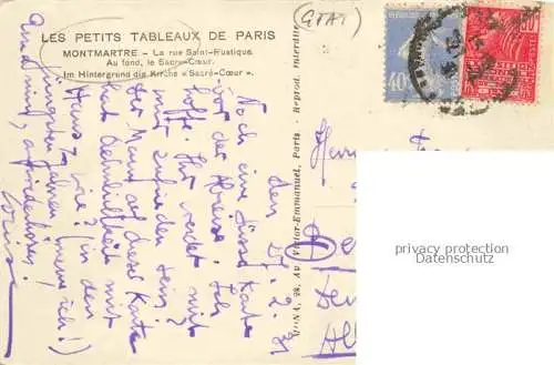 AK / Ansichtskarte Montmartre_Paris_75 La Rue Saint Rustiqua Le Sacre Coeur 