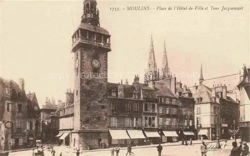 AK / Ansichtskarte Moulins__03_Allier Place de l Hotel de Ville et Tour Jacquemart 