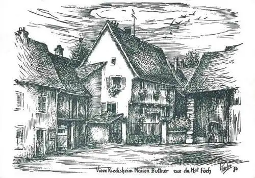 AK / Ansichtskarte Riedisheim_Mulhouse_68_Haut Rhin Maison Buttner Rue du Marechal Foch Dessin 