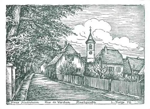 AK / Ansichtskarte Riedisheim_Mulhouse_68_Haut Rhin Rue de Verdun Raabgassla Dessin 