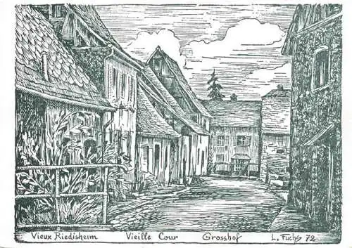 AK / Ansichtskarte Riedisheim_Mulhouse_68_Haut Rhin Vieille Cour Grosshof Dessin 