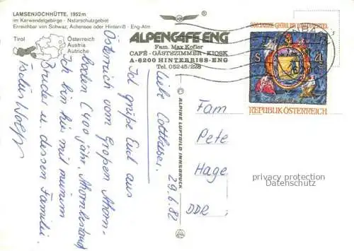 AK / Ansichtskarte Lamsenjochhuette 2501m Lamsenhuette Tirol AT mit Hochsessel Steinkarlspitze Zillertaler Alpen