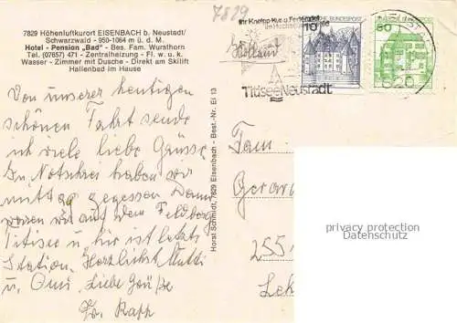 AK / Ansichtskarte Eisenbach Schwarzwald BW Hotel Pension Bad Gastraeume