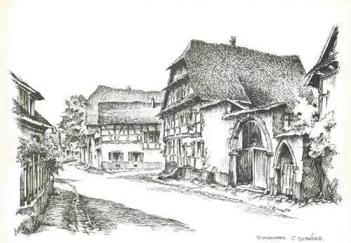 AK / Ansichtskarte Sundhoffen_Sundhofen_Colmar_68_Haut Rhin Ortsmotiv Dessin 