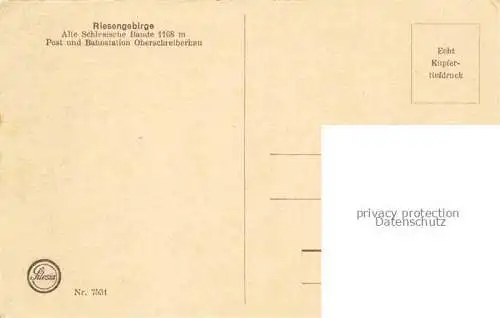 AK / Ansichtskarte Schreiberhau Szklarska Poreba Riesengebirge PL Alte Schlesische Baude Kupfertiefdruck