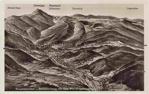 AK / Ansichtskarte Krummhuebel Karpacz Riesengebirge PL und Brueckenberg mit dem Riesengebirge Bromsilber