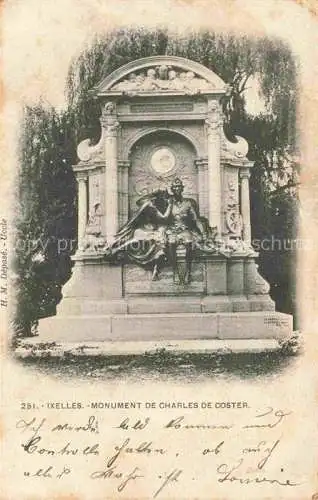 AK / Ansichtskarte Ixelles Bruxelles Monument de Charles de Coster