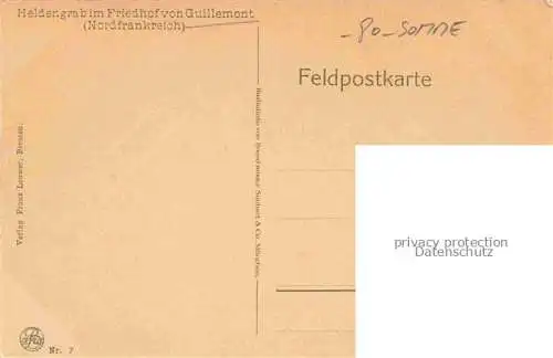 AK / Ansichtskarte Guillemont_PERONNE_80_Somme Heldengrab im Friedhof 