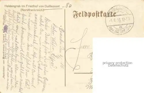 AK / Ansichtskarte Guillemont_PERONNE_80_Somme Heldengrab im Friedhof 