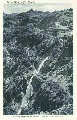 AK / Ansichtskarte Porta Littoria La Thuile Valle d Aosta IT Cascate superiori del Ruitor Ponte di mezzo