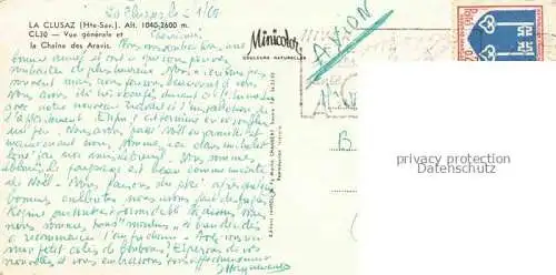 AK / Ansichtskarte La_Clusaz_74 Vue generale et la Chaine des Aravis en hiver 