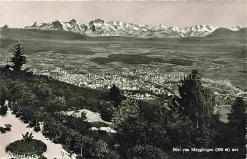 AK / Ansichtskarte Biel_Bienne_BE Panorama Ansicht von Magglingen aus Alpen 