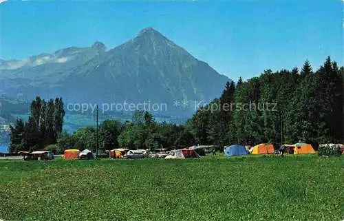 AK / Ansichtskarte Unterseen_Interlaken_BE Camping Neuhaus mit Niesen 