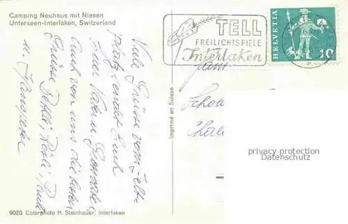 AK / Ansichtskarte Unterseen_Interlaken_BE Camping Neuhaus mit Niesen 