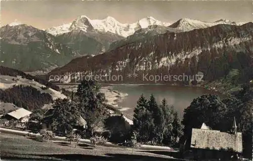 AK / Ansichtskarte Beatenberg_Thunersee_BE Panorama Thunersee Blick gegen Eiger Moench und Jungfrau Berner Alpen 