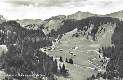AK / Ansichtskarte Barmaz_Champery_VS Vue generale et Col de Coux vue aerienne 