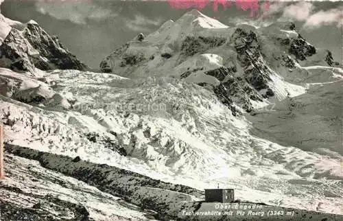 AK / Ansichtskarte Tschiervahuette_2580m_Piz_Roseg_GR Berghuette mit Piz Roseg Gletscher Alpen 