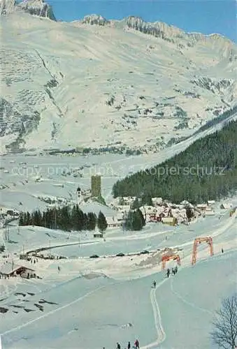 AK / Ansichtskarte Hospental_Hospenthal_UR Panorama Wintersportplatz Alpen Skilift Winterhorn Blick gegen Naetschen 