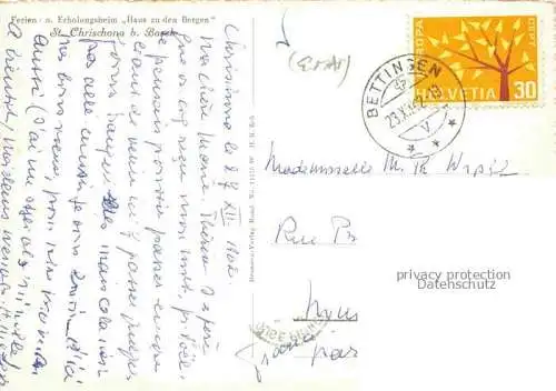 AK / Ansichtskarte St_Chrischona_Bettingen_Riehen_BS Ferien  und Erholungsheim Haus zu den Bergen 