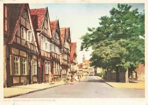 AK / Ansichtskarte Celle  Niedersachsen Bergstrasse und Stadtkirche
