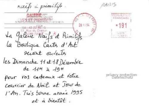 AK / Ansichtskarte PARIS_75 Galerie Naifs et Primitifs Kuenstlerkarte 