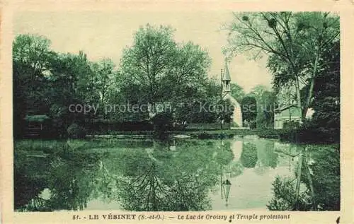 AK / Ansichtskarte Le_Vesinet_ Saint Germain en Laye_78_Yvelines Le Lac de Croissy et Temple protestant 