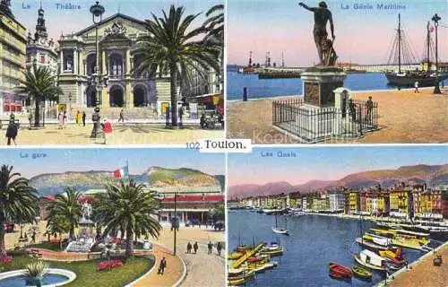 AK / Ansichtskarte TOULON_ SUR MER_83_Var Le Theatre Le Genie Maritime La gare Les Quais 