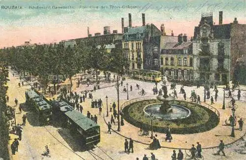 AK / Ansichtskarte ROUBAIX_59_Nord Boulevard Gambetta Fontaine des Trois Graces 