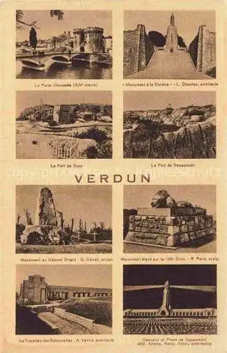 AK / Ansichtskarte VERDUN__55_Meuse La Porte Chausees Le Fort de Vaux Monument du Colonel Driant Monument a la Vistaire Le Fort de Douaumont 