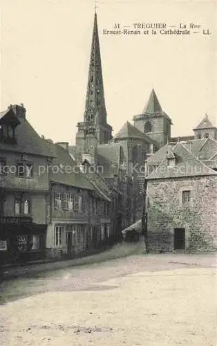 AK / Ansichtskarte Treguier_Cotes_d_Armor_Lannion_22_Cotes d_Armor Ernest Renan et la Cathedrale 