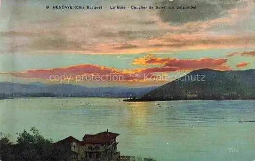 AK / Ansichtskarte HENDAYE_64_Pyrenees Atlantiques La Baie Coucher de soleil sur Jaizquibel 