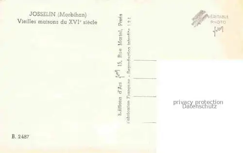 AK / Ansichtskarte Josselin_Pontivy_56_Morbihan Vieilles maisons du XVIe siecle 