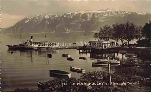 AK / Ansichtskarte Ouchy_LAUSANNE_VD Le port et Alpes de Savoie 