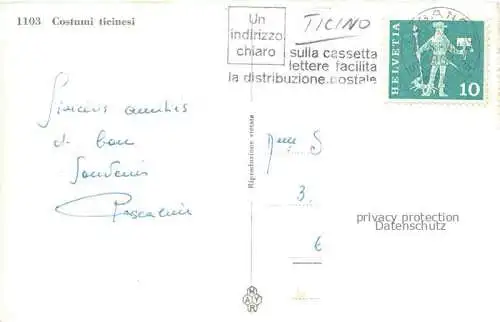 AK / Ansichtskarte Ticino_Tessin_Region Costumi ticinesi 