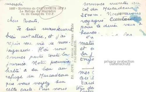 AK / Ansichtskarte CAUTERETS_65_Hautes Pyrenees Refuge du Marcadau vue du Camp du T.C.F. 